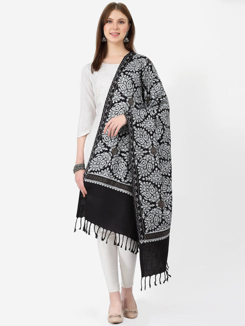 Women's Aari Embroidery and Stone Work Wool Shawl